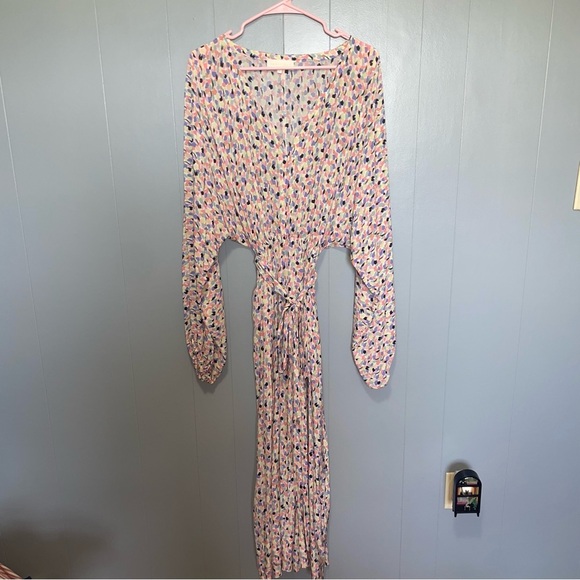 Caballero Long Sleeve Regan Jumpsuit in Spring Paint Blots Medium Pink Blue Blac - Picture 3 of 12